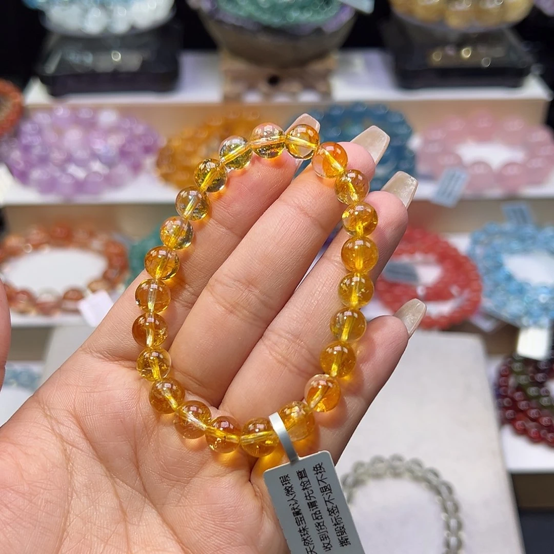 水晶手串未镶嵌可*?高货桂花托帕8.3m m