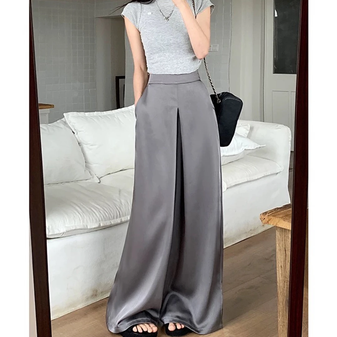 【反骨ZAI】银灰色超高级阔腿裤#6210A