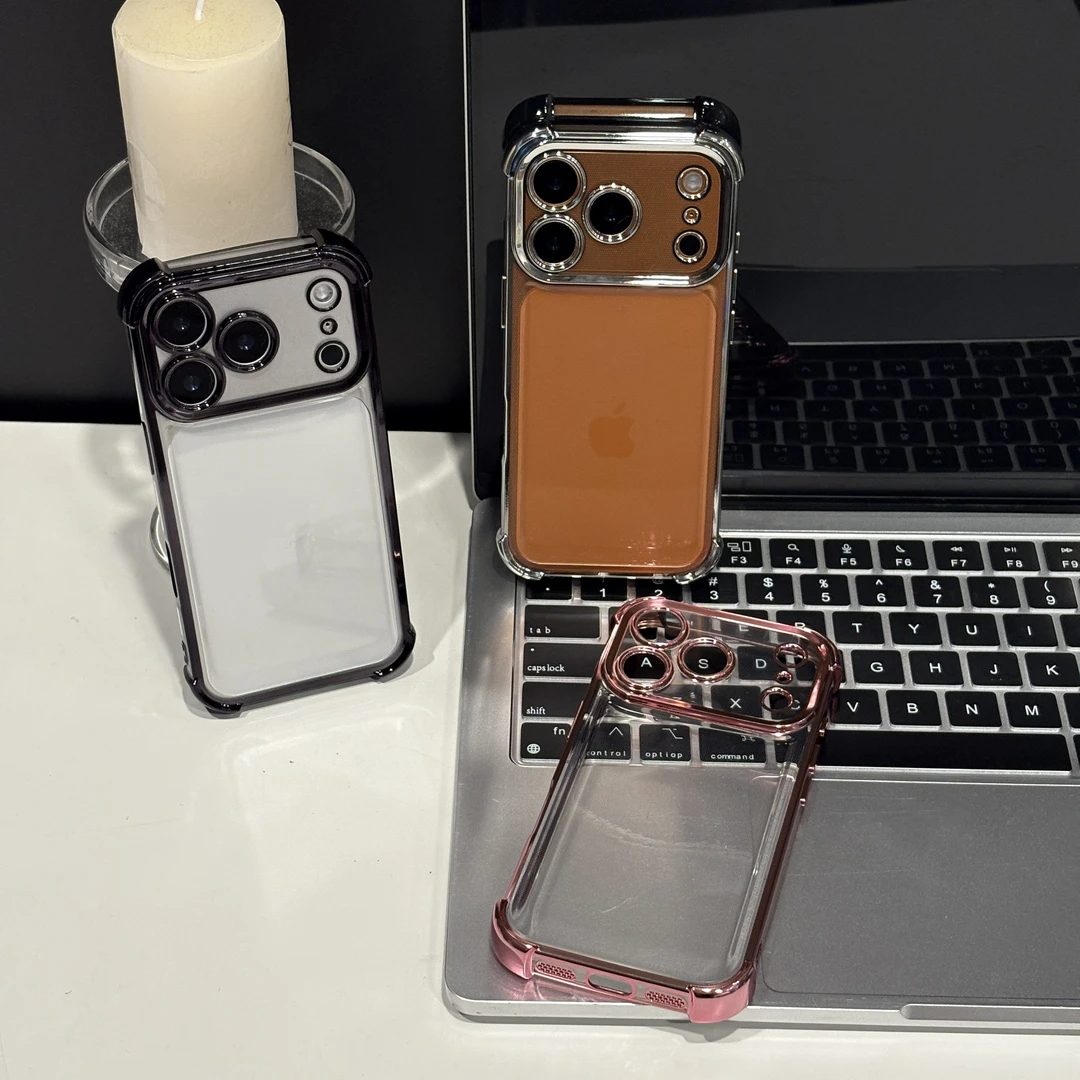 简约透色适用苹果17pro手机壳16pm简约华为p80防摔6D小米荣耀oppo