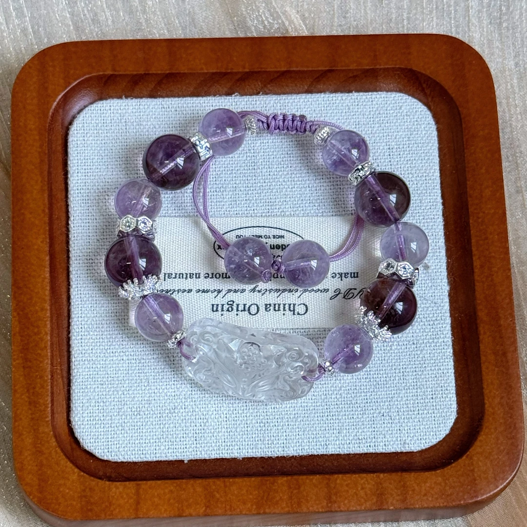 1507-【暮山紫】禾木紫水晶原创设计编绳水晶手串新中式