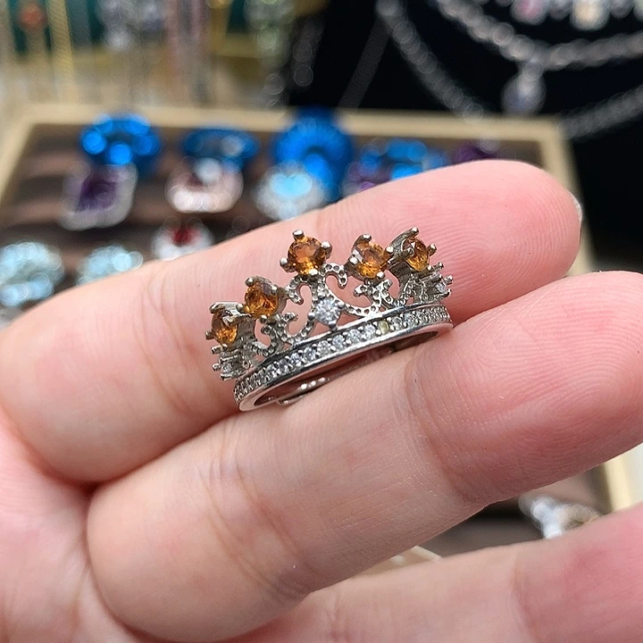 银S925镶嵌黄晶戒指