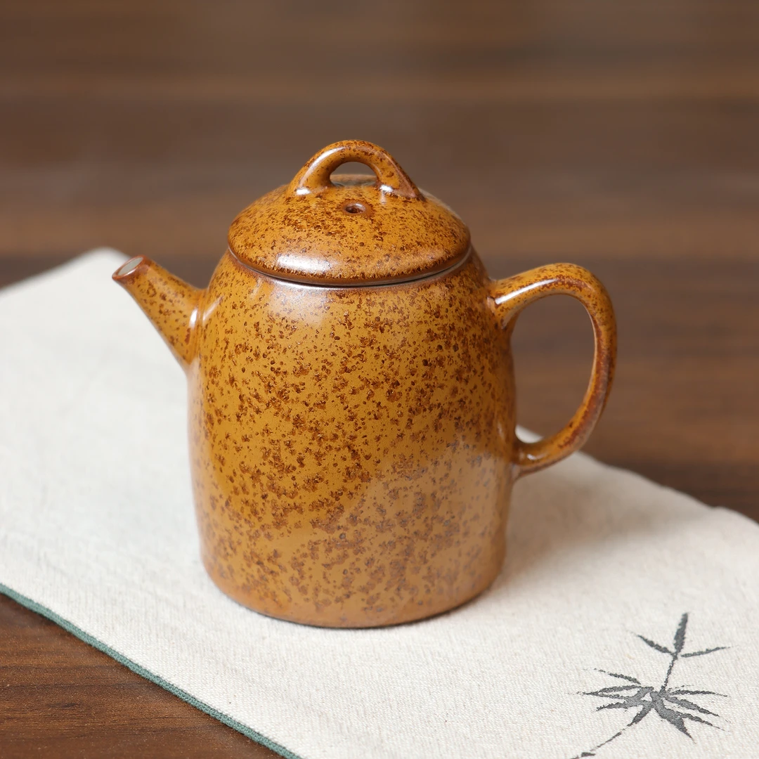 【境悟器】黄金瓷秦权壶.1468.创意高端茶壶复古左釉茶桌茶具