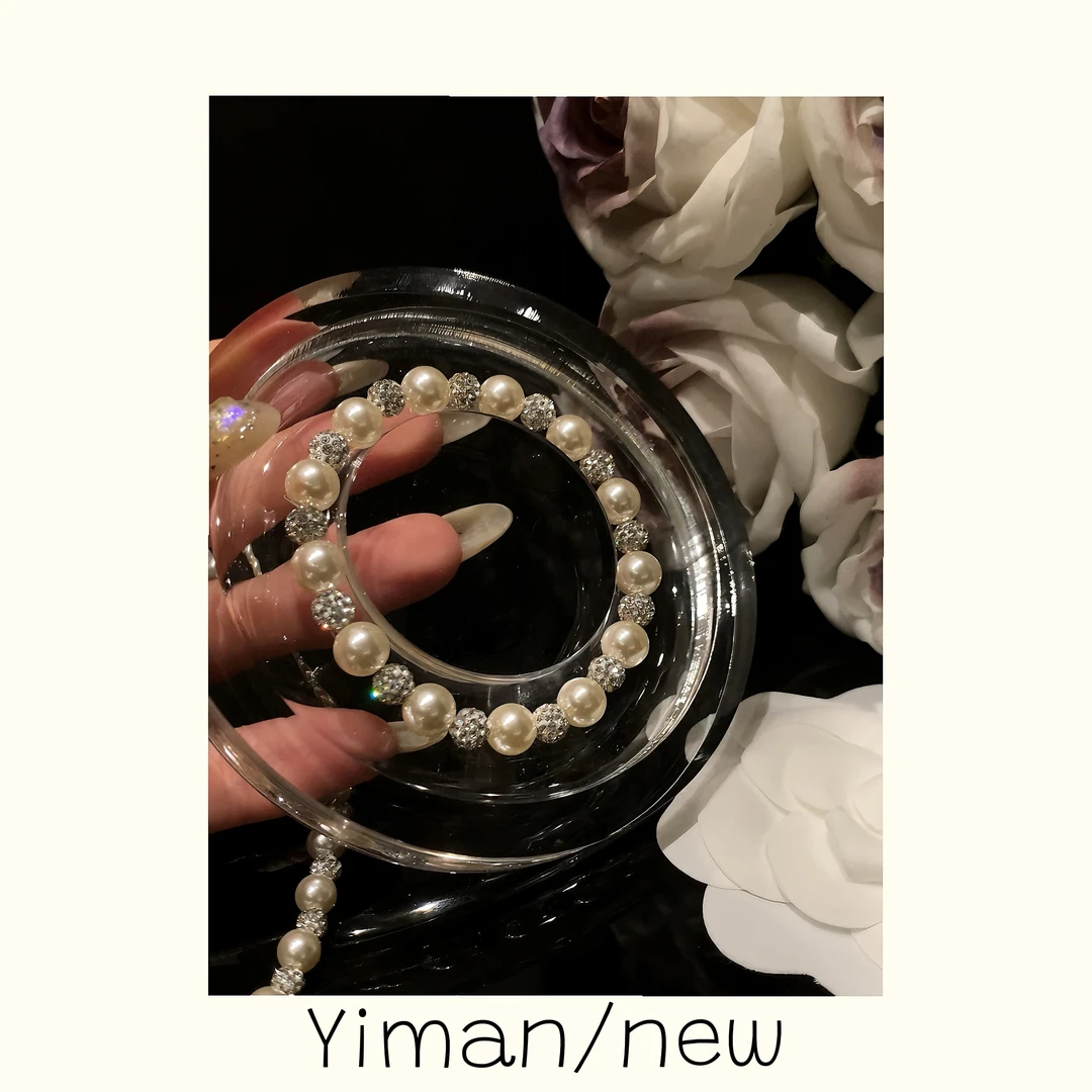 铜合金仿珍珠手链 法式微镶间隔珠珠手链MZ3556