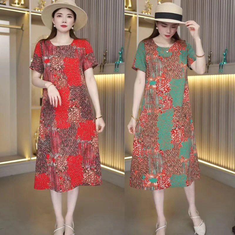 【41款】夏装裙子宽松女装洋气显瘦时尚气质妈妈装连衣裙