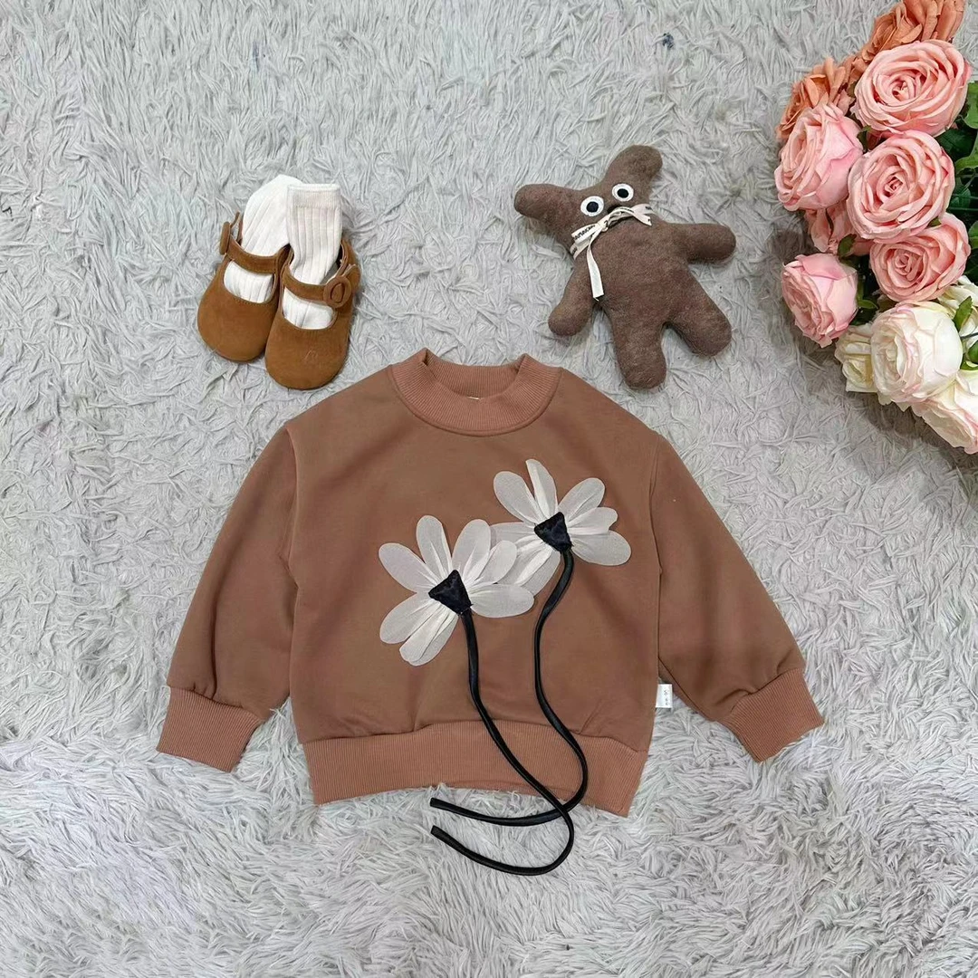 37140儿童女童加绒加厚圆领印花蜻蜓可爱百搭卫衣