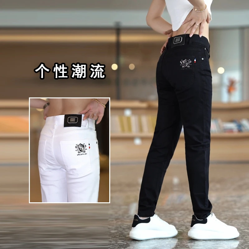 2025修身牛仔裤男款韩版百搭小脚九分裤潮流时尚三防面料休闲男裤