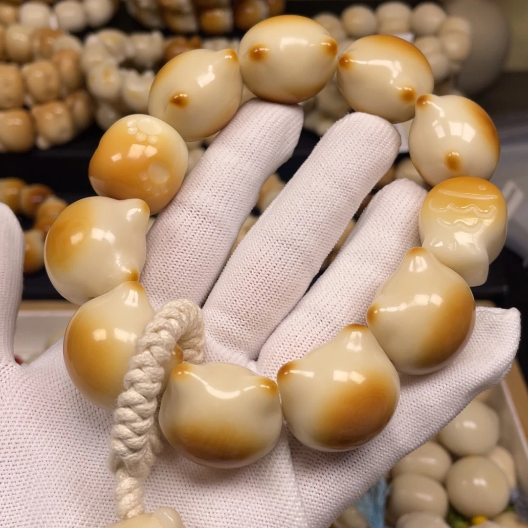 菩提根/象牙果手串108猫头手持瑕疵