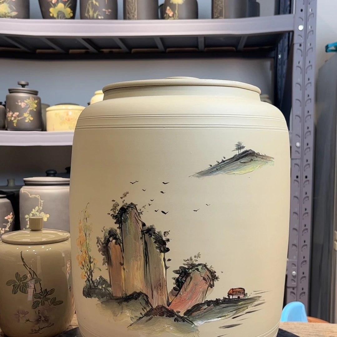 缸福利白泥哑光彩绘25饼茶缸