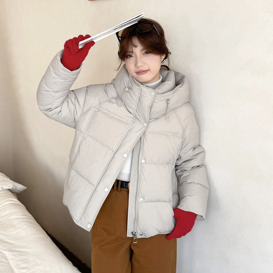 JOYNOW/【新款上新】冬季洋气连帽韩系白鸭绒羽绒服女