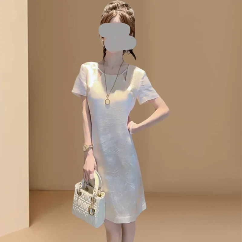 欧洲站2025夏季新款韩版时尚百搭气质短袖连衣裙气质百搭显瘦裙子