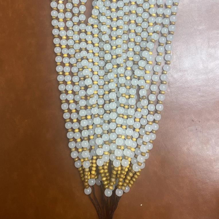 岫玉圆珠白冰珠链多样   191号