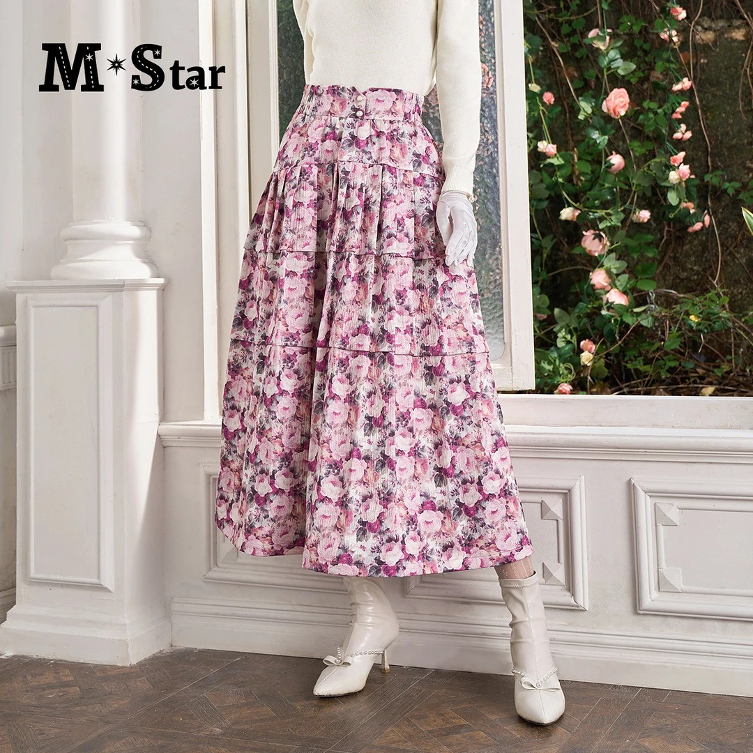【珊珊专属】M-Star法式印花中长半身裙款时尚SEEQ142541