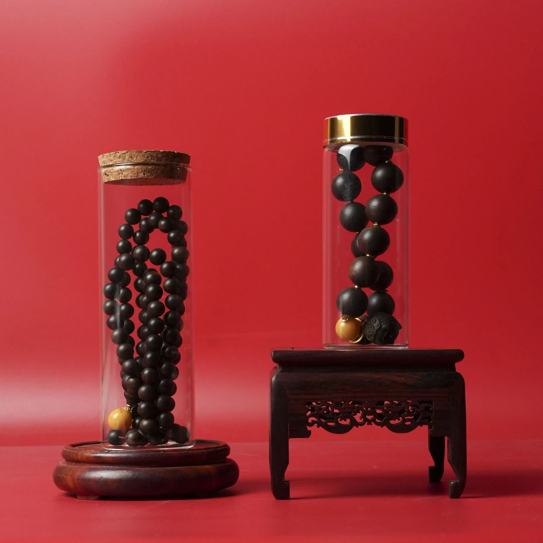 【沉】越南芽庄树心油精华雷击W年玉化老白奇0.8*108+1.6单圈聚宝盆