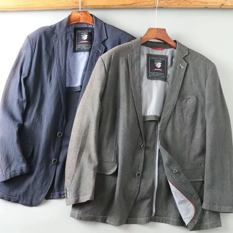 西服男士春季做旧西装男式不起球戗驳领时尚修身宽松套装