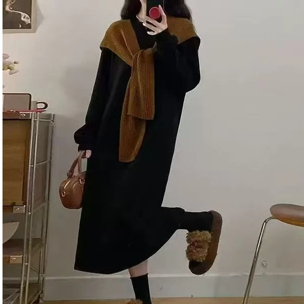 （大肥）秋冬新款加大加绒时尚休闲披肩卫衣裙2618
