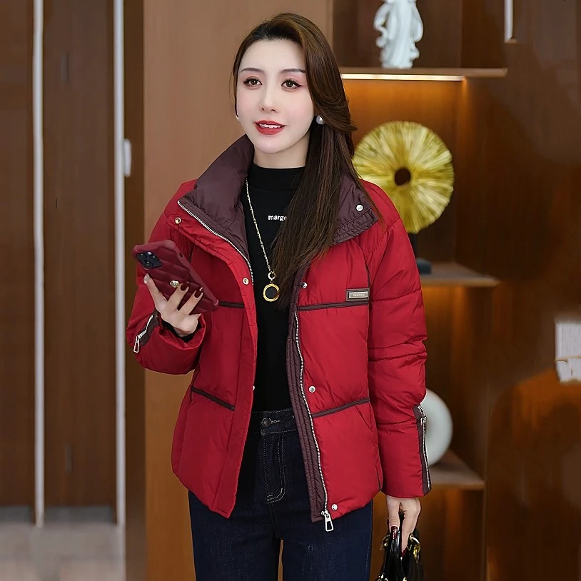 2024时尚减龄休闲百搭立领加厚冬季女士棉衣保暖韩版棉衣