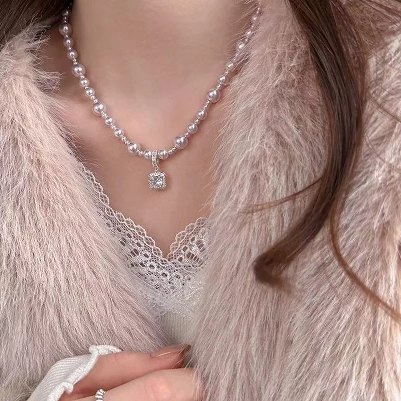 非金属项链 N1-千金感【方糖】曼塔玫瑰珠珠项链xl2184【N1线上专属】