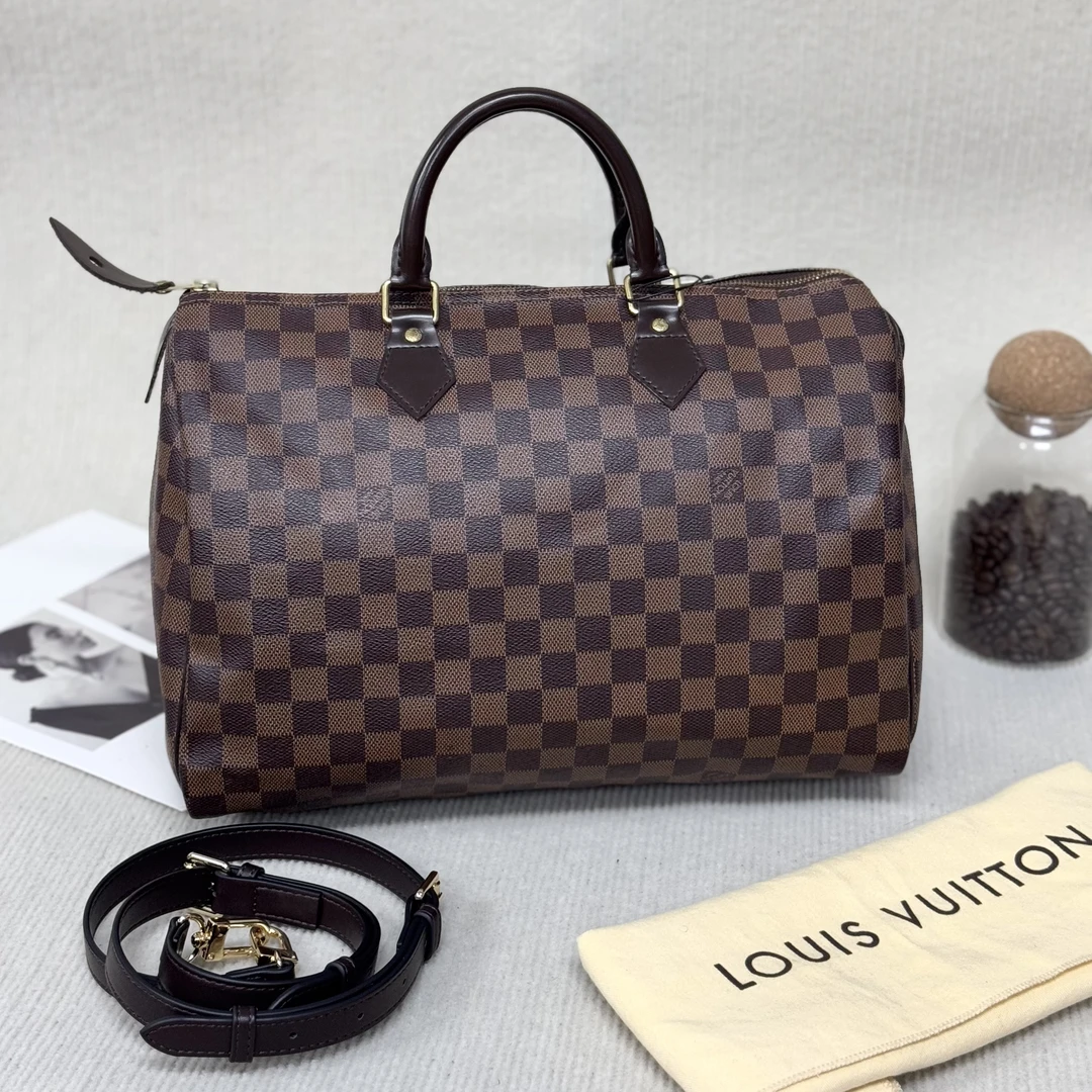 95新 LouisVuitton/路易威登 Lv speedy 35手提款另配肩带斜挎