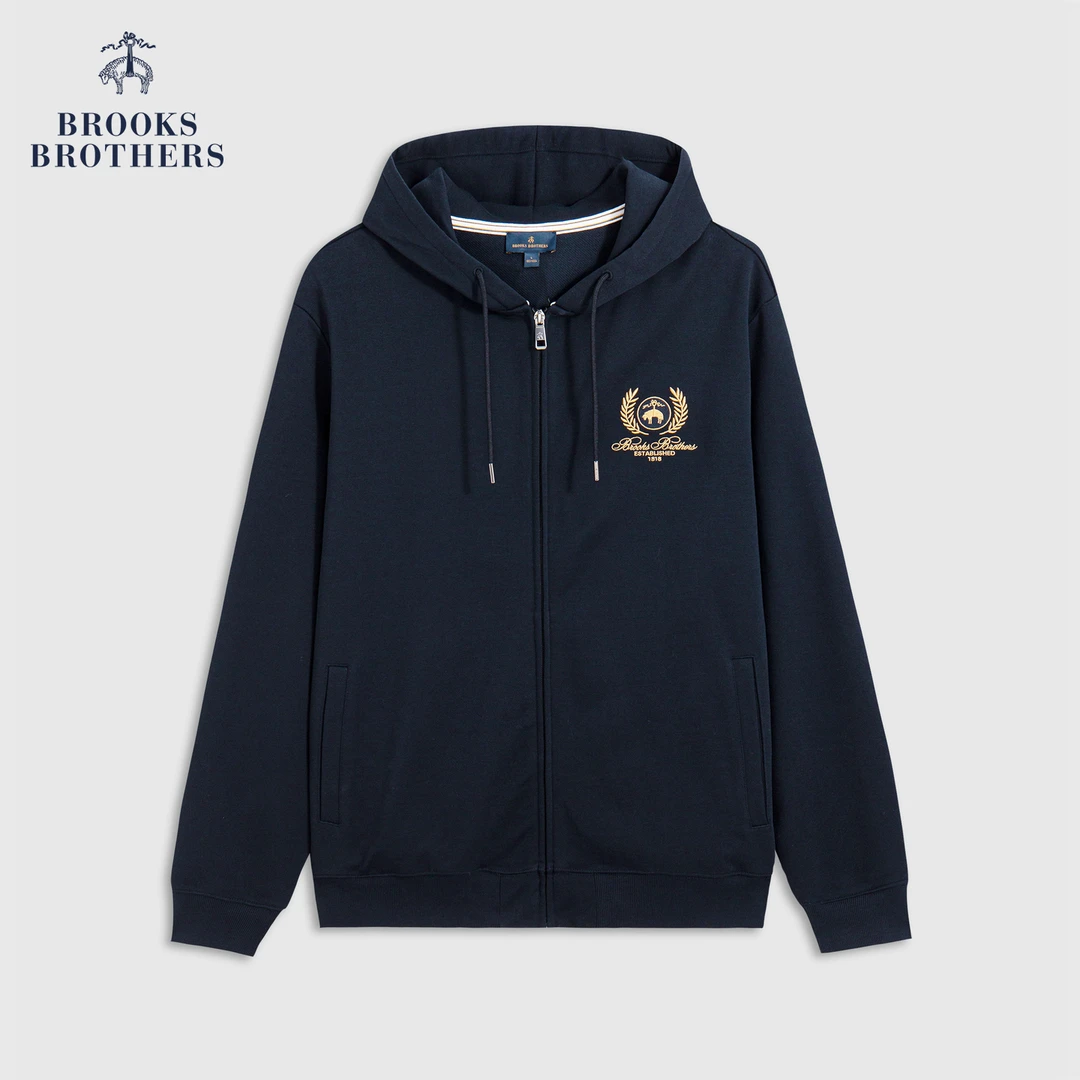 Brooks Brothers/布克兄弟男士25早秋新品连帽美式logo卫衣外套