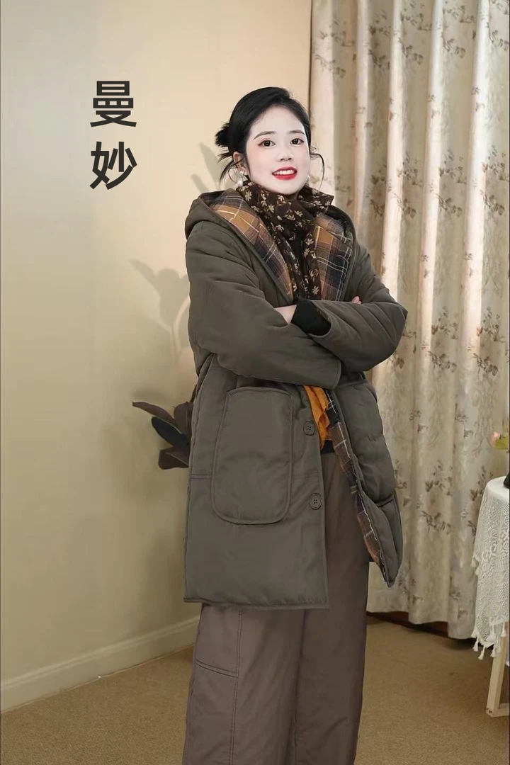 【曼妙】过冬款棉衣棉服韩版加厚百搭连帽宽松长保暖女士时尚高档
