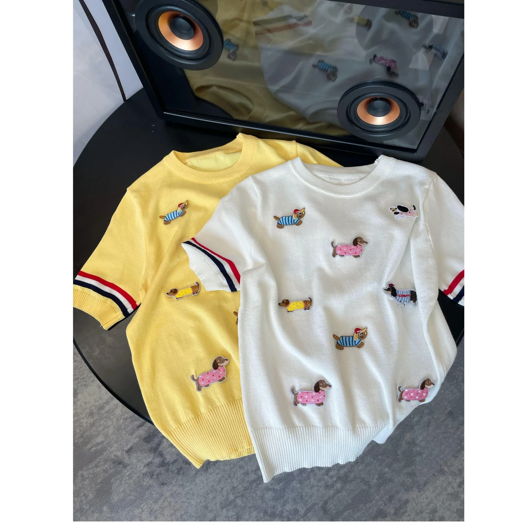 《现货》【小狗】夏季新品轻薄时尚简约圆领短袖针织上衣Ani-B841