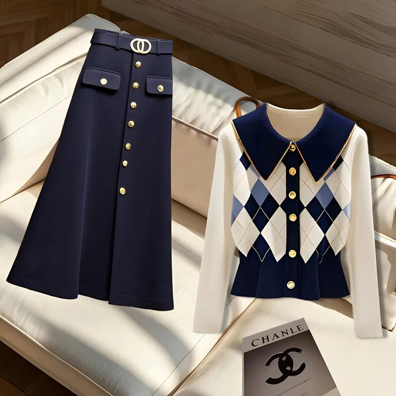 秋季2024年新款法式高级感气质上衣半身裙职场上班通勤职业套装女