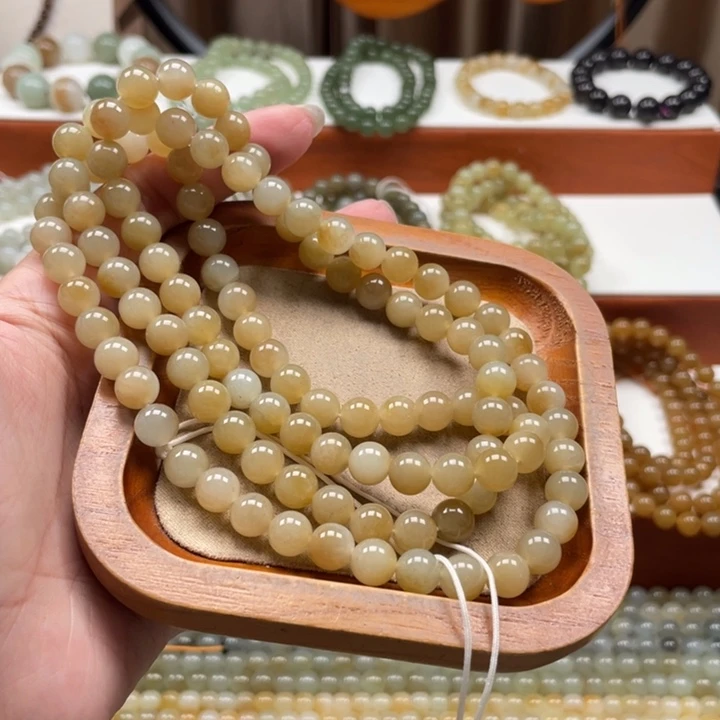 和田玉未镶嵌毛衣链珠串8mm