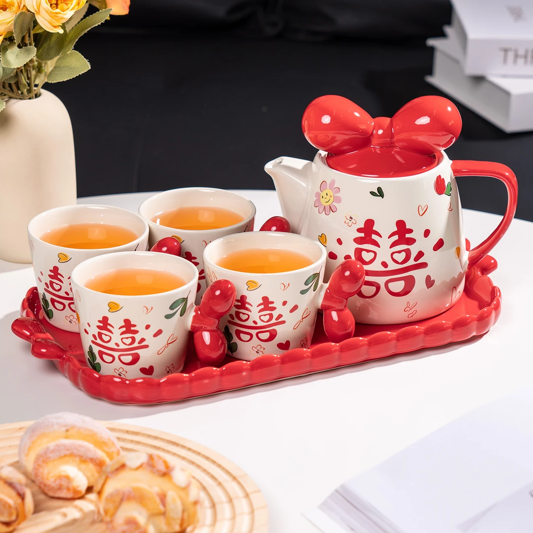 高档新婚礼物送新人礼品结婚陶瓷茶具套装送闺蜜陪嫁订婚冷水壶