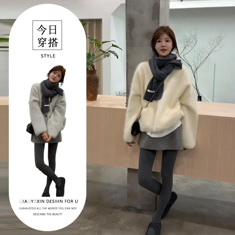 2025秋冬季新款韩系小香风V领针织开衫宽松氛围感百搭毛衣外套女