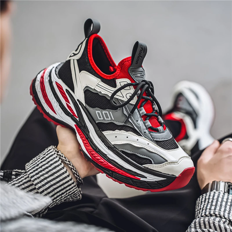 春季新款鞋子男潮流百搭韩版小众老爹鞋厚底增高网面休闲运动男鞋