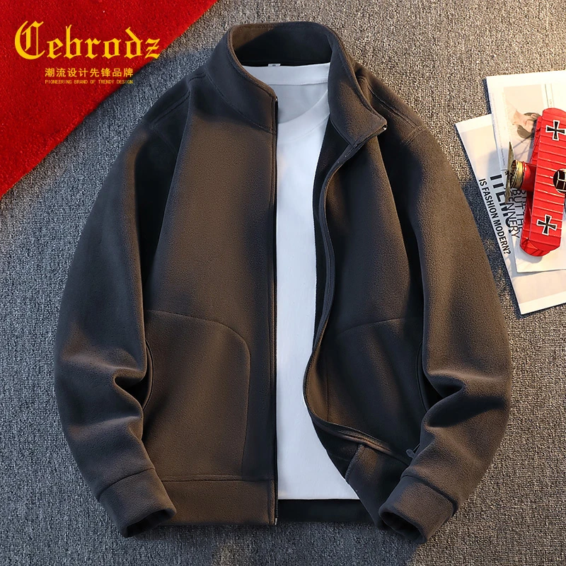 法国Cebrodz奥粒绒外套男春秋季2025新款保暖抓绒衣休闲立领夹克