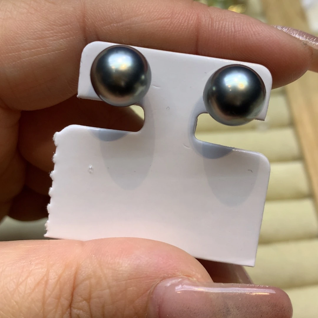 银S925镶嵌耳饰海水珍珠