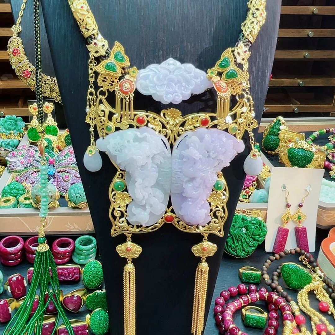 颈饰银S925镶嵌翡翠48小时鉴赏期1