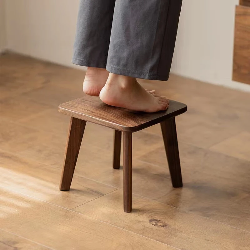 北美黑胡桃木小凳子家用儿童实木矮凳木质板凳轻奢客厅实木家具