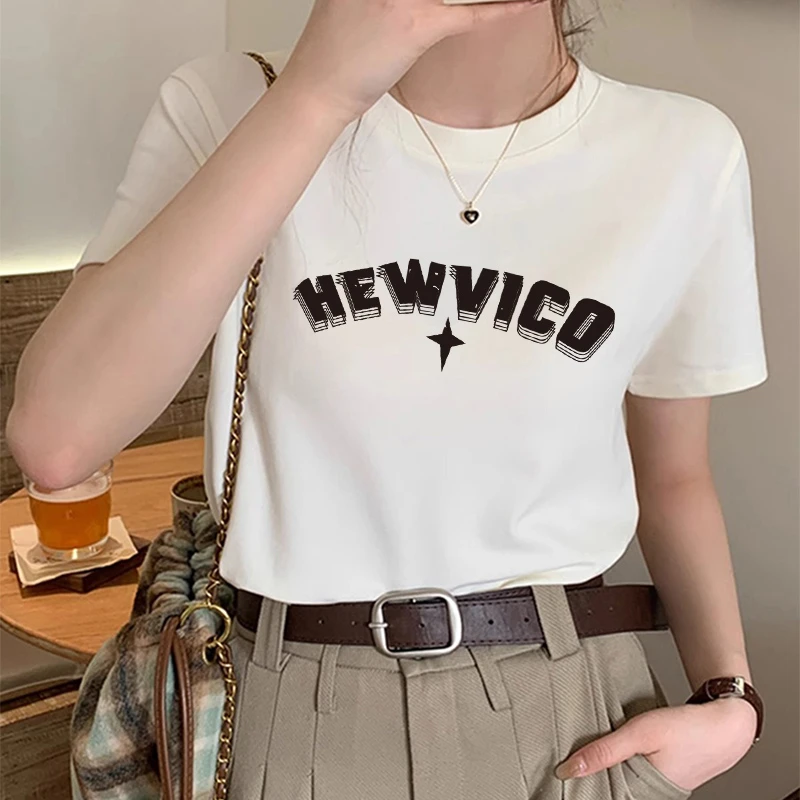 2025新款正肩纯棉短袖t恤女时尚百搭洋气白色美式夏季宽松上衣ins