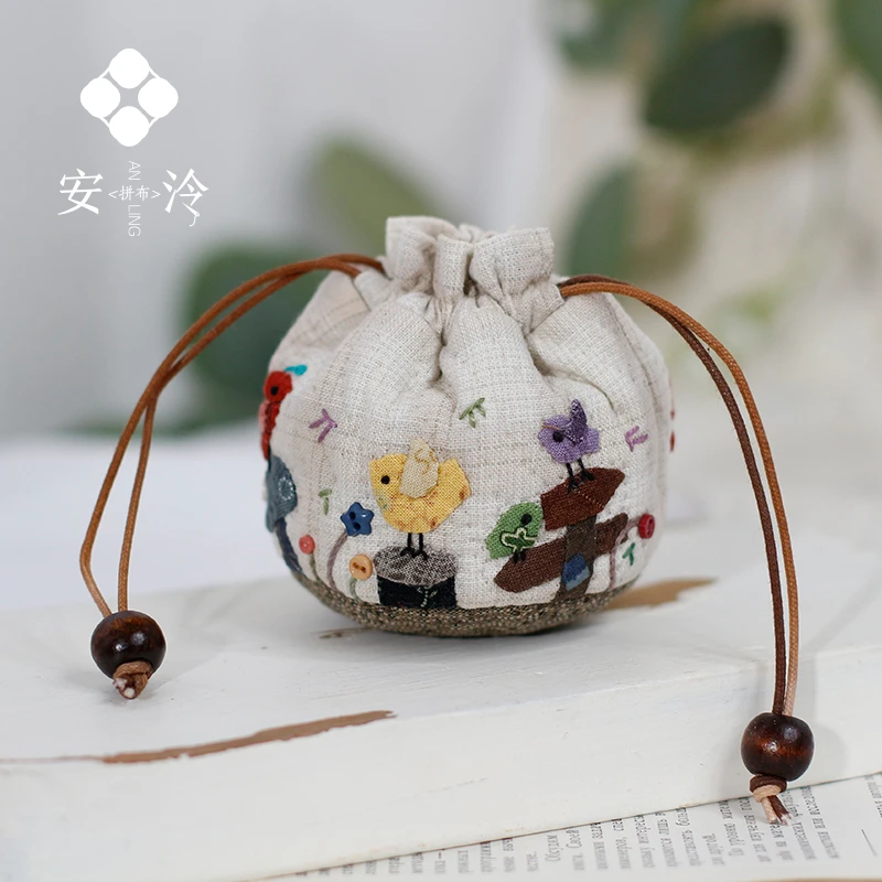 【材料包】小鸟合唱团拼布耳机包材料包（视频教程）未裁剪不含工具