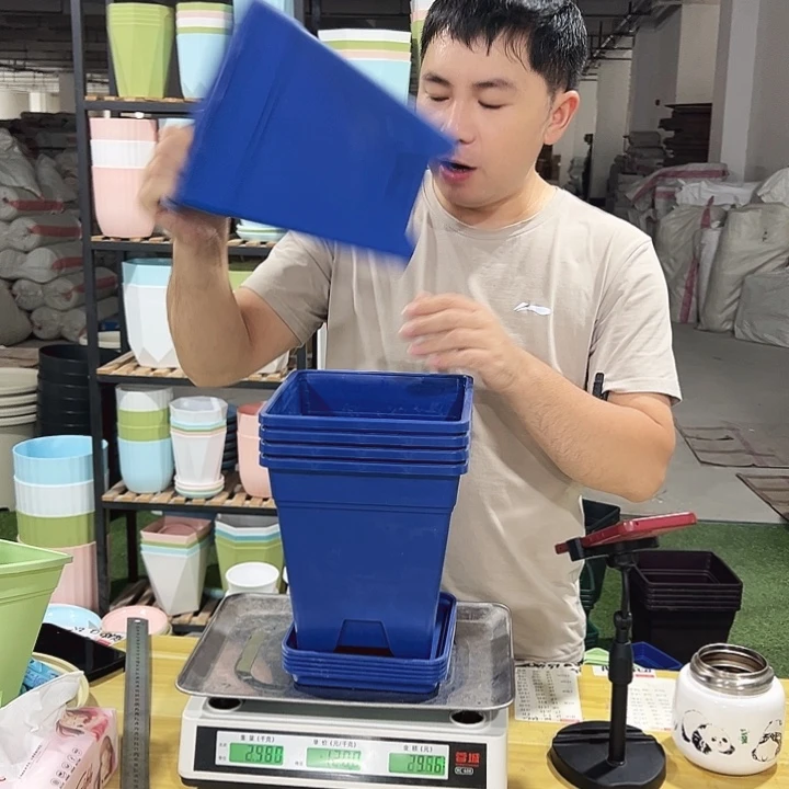 正品方盆口20高22蓝色5个带托