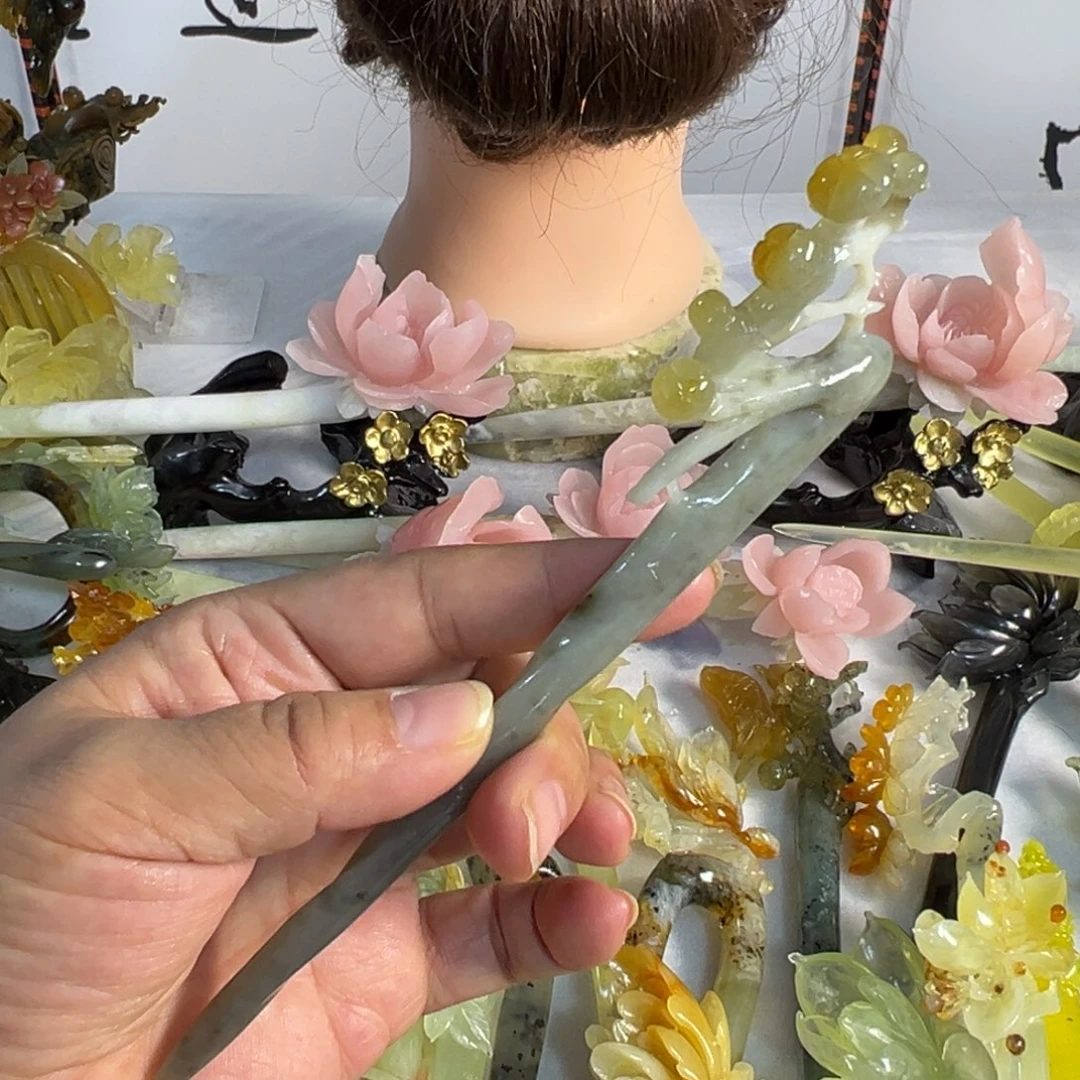 蛇纹石玉未镶嵌发饰