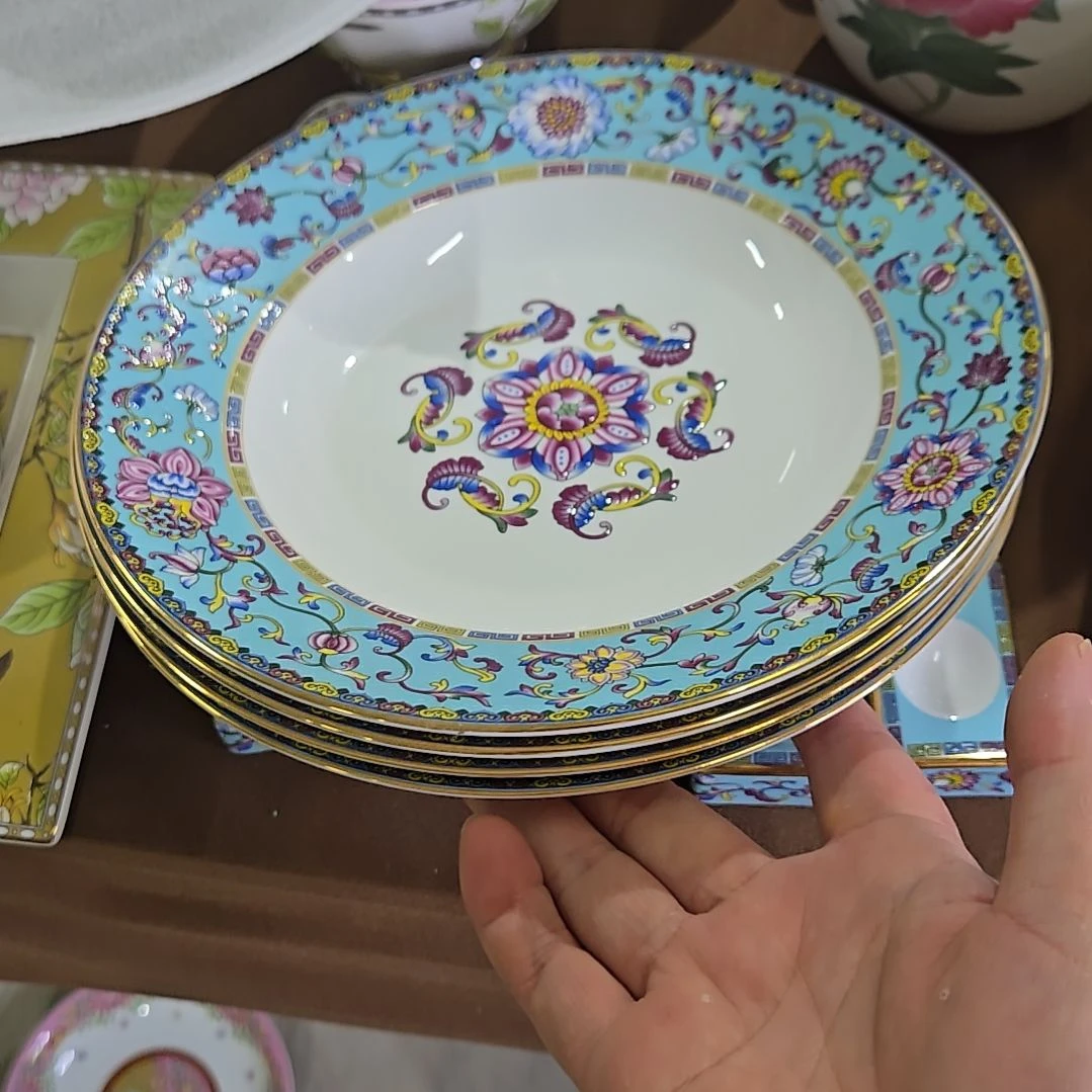 碗微瑕珐琅彩8寸4个深盘66666666