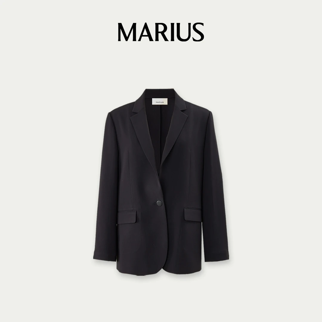 MARIUS‘华尔街2.0’滑爽悬垂性挺阔通勤经典醋酸一粒扣西服套装