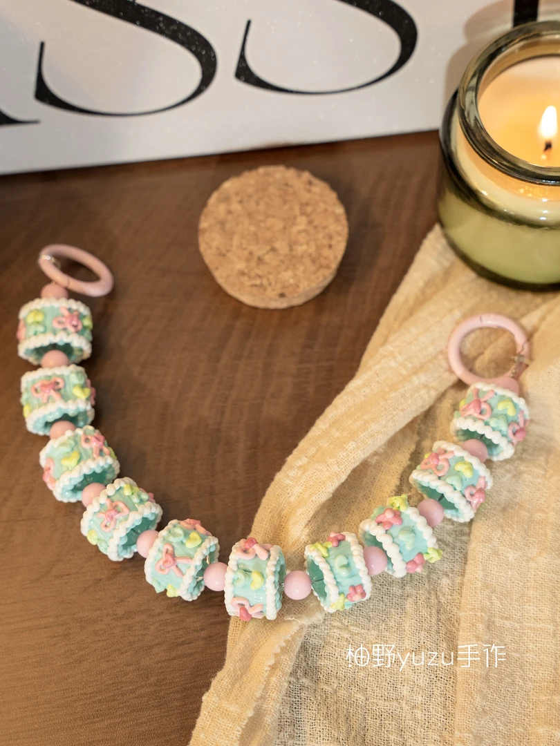 柚野 (背夹补链条)手机挂链 挂绳 卡通手工彩色创意时尚短款网红