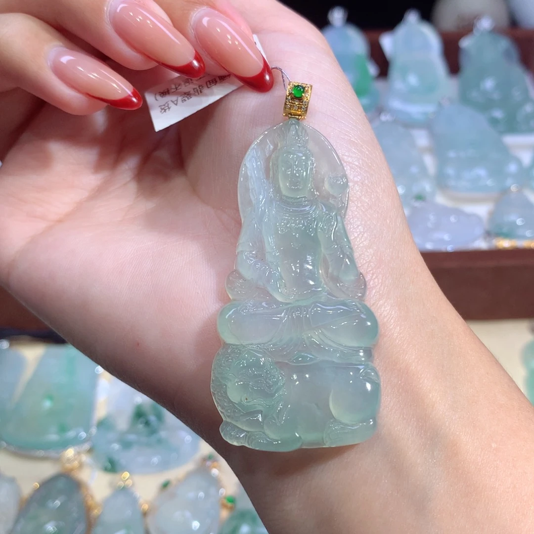 吊坠(不含链)18K金镶嵌翡翠