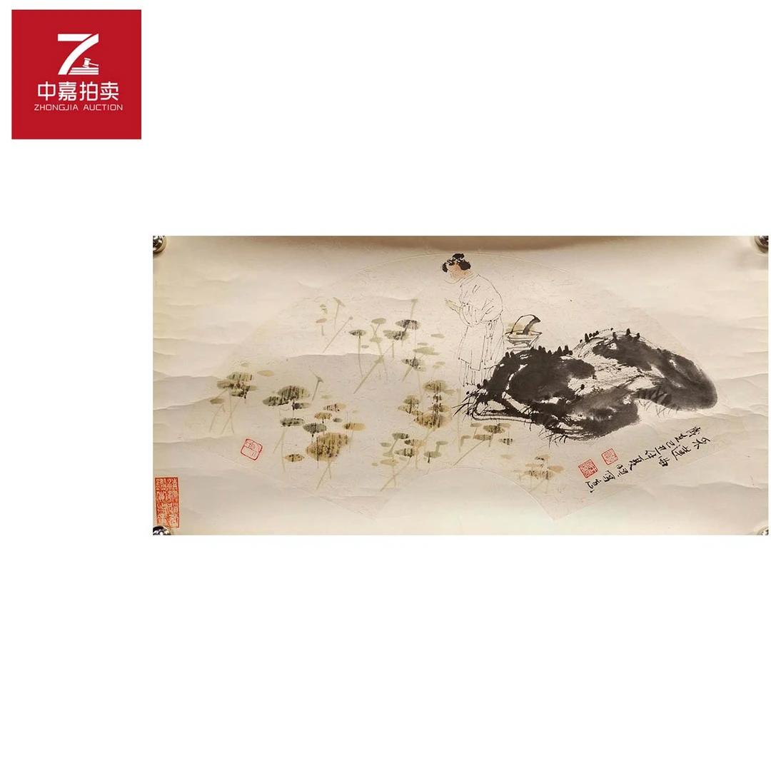 王明明绘画镜片扇面60x22