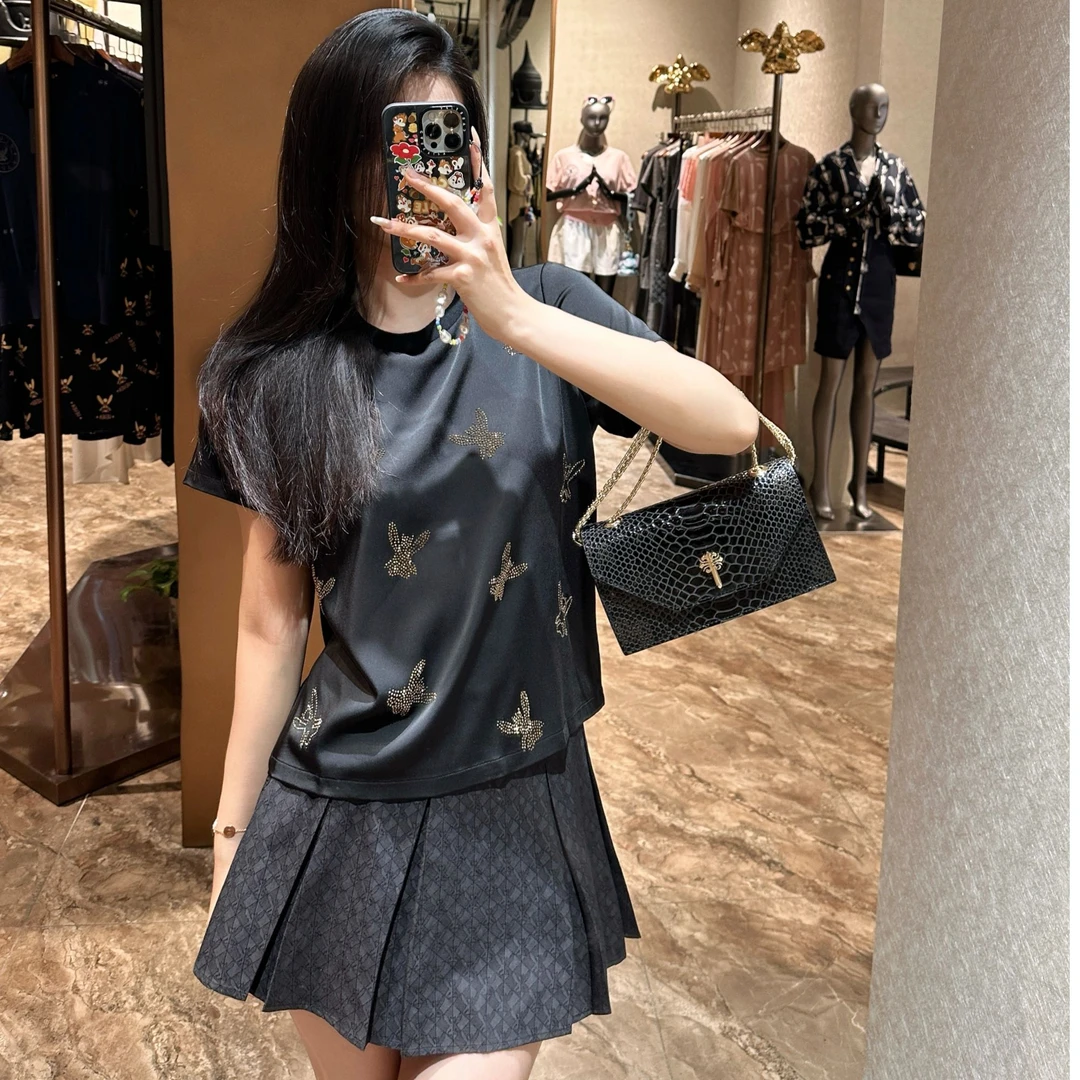 开运精灵上衣显瘦百搭时尚夏季黑色圆领