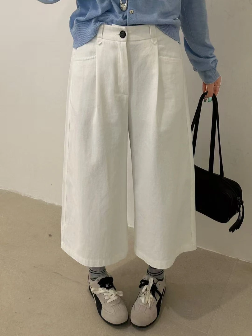 春夏韩系极简百搭显瘦直筒七分裤