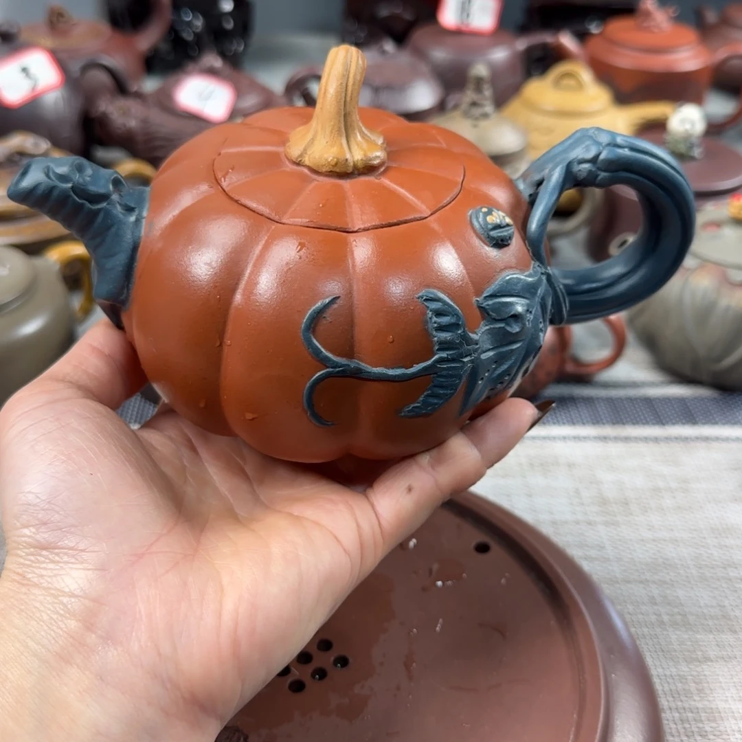 宜兴正品紫砂壶南瓜锦纹壶手工制作