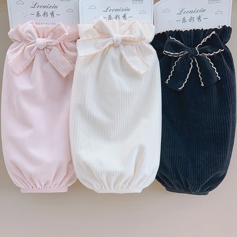 新款蝴蝶结长款袖套女冬韩版百搭学生套袖羽绒服护袖成人洋气袖头