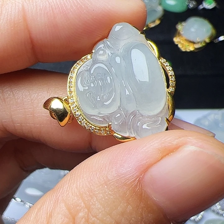 吊坠(不含链)18K金镶嵌翡翠
