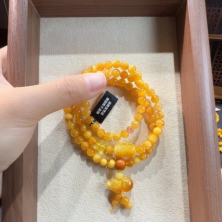 蜜蜡未镶嵌手串6.9mm蜜蜡手串