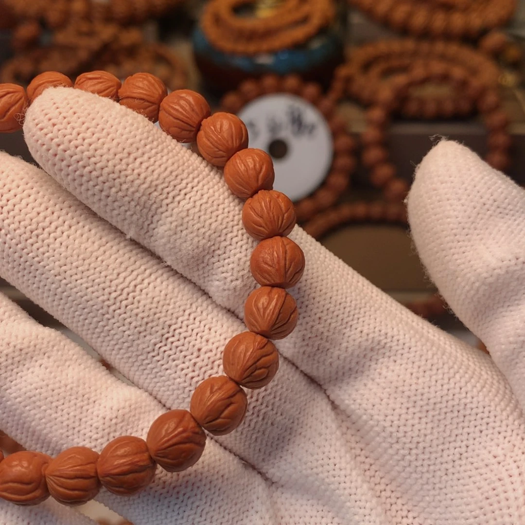 萎***弟桃核手串秦岭龙纹